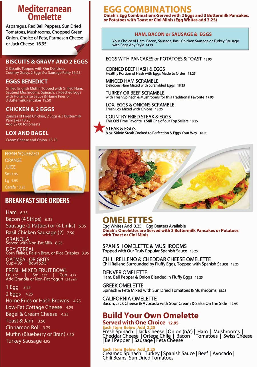 Egg Combinations menu